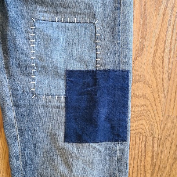 PILCRO AND THE LETTERPRESS ANTHRO SLIM BOYFRIEND PATCHWORK JEANS sz 26 - Picture 7 of 11